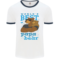 Worlds Best Papa Bear Fathers Day Mens Ringer T-Shirt White/Navy Blue