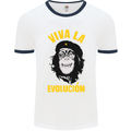 Funny Che Guevara Evolution Monkey Atheist Mens White Ringer T-Shirt White/Navy Blue