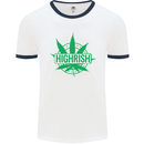 Highrish St. Patrick's Day Weed Drugs Funny Mens White Ringer T-Shirt White/Navy Blue