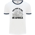 The Five Wild Animas to See in Africa Mens White Ringer T-Shirt White/Navy Blue