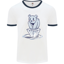 Floating Polar Bear Environment Climate Change Mens Ringer T-Shirt White/Navy Blue