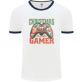 Christmas Gamer Funny Gaming Joypad Mens White Ringer T-Shirt White/Navy Blue