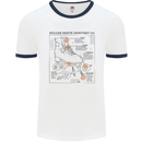 Roller Skating Boot Blueprint Mens Ringer T-Shirt White/Navy Blue