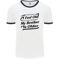 My Brother is Older 30th 40th 50th Birthday Mens White Ringer T-Shirt White/Navy Blue