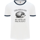 Hedgehogs Just Share the Hedge Funny Mens White Ringer T-Shirt White/Navy Blue