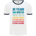 30th Birthday 30 Year Old Mens Ringer T-Shirt White/Navy Blue