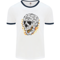 Fire Skull Made of Cats Mens White Ringer T-Shirt White/Navy Blue