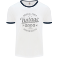 Vintage Year 23rd Birthday 2000 Mens Ringer T-Shirt White/Navy Blue
