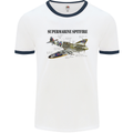 Supermarine Spitfire Infopic Mens White Ringer T-Shirt White/Navy Blue