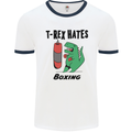 T-Rex Hates Boxing Funny Boxer MMA Sport Mens White Ringer T-Shirt White/Navy Blue