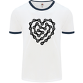 Heart Bike Chain Cycling Biker Motorbike Mens White Ringer T-Shirt White/Navy Blue