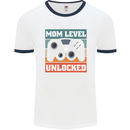 Mom Level Unlocked New Mommy Baby Born Mens White Ringer T-Shirt White/Navy Blue