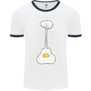 Funny Egg Guitar Acoustic Electric Bass Mens White Ringer T-Shirt White/Navy Blue