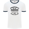 1st Wedding Anniversary 1 Year Funny Wife Mens Ringer T-Shirt White/Navy Blue