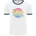 Proud To Be Gay LGBT Pride Awareness Mens White Ringer T-Shirt White/Navy Blue