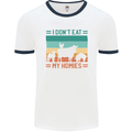 I Don't Eat My Homies Funny Vegan Vegetarian Mens White Ringer T-Shirt White/Navy Blue