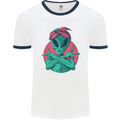 Funny Alien Gangster UFO 2Pac Rap Music Mens White Ringer T-Shirt White/Navy Blue