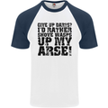 Give up Darts? Player Funny Mens S/S Baseball T-Shirt White/Navy Blue