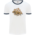 Steampunk Fox Mens Ringer T-Shirt White/Navy Blue