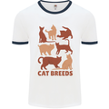 Cat Breeds Mens White Ringer T-Shirt White/Navy Blue