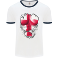 Gym St. George's Cross English Flag Muscles Mens White Ringer T-Shirt White/Navy Blue