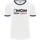 Mom of Two Boys Funny Mother's Day Mens White Ringer T-Shirt White/Navy Blue