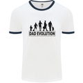 Dad Evolution Fathers Day Mens White Ringer T-Shirt White/Navy Blue