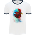 A Chicken Watercolour Mens White Ringer T-Shirt White/Navy Blue