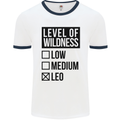 Levels of Wildness Leo Mens White Ringer T-Shirt White/Navy Blue