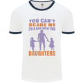 Dad With Two Daughters Funny Fathers Day Mens Ringer T-Shirt White/Navy Blue