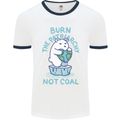 Environment Burn the Patriachy Not Coal Mens White Ringer T-Shirt White/Navy Blue