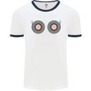 Boob Decks DJ DJing Funny Turntable Vinyl Mens White Ringer T-Shirt White/Navy Blue