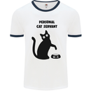 Personal Cat Servant Funny Pet Mens White Ringer T-Shirt White/Navy Blue