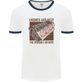 Engines & Beer Cars Hot Rod Mechanic Funny Mens White Ringer T-Shirt White/Navy Blue