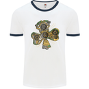 Steampunk Shamrock Mens White Ringer T-Shirt White/Navy Blue