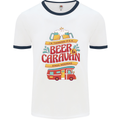 Beer and Caravan Kinda Weekend Funny Mens White Ringer T-Shirt White/Navy Blue