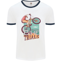 Mountain Bike Trials MTB Cycling Bicycle Mens Ringer T-Shirt White/Navy Blue