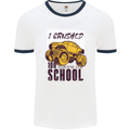 I Crushed 100 Days of School Monster Truck Mens White Ringer T-Shirt White/Navy Blue