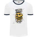 Why? Bee-Cause I'm Cool Funny Bee Mens White Ringer T-Shirt White/Navy Blue