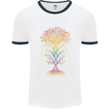 Colourful DNA Tree Biology Science Mens White Ringer T-Shirt White/Navy Blue