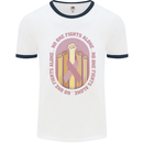Breast Cancer Awareness Fights Alone Mens Ringer T-Shirt White/Navy Blue
