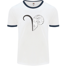 Aries Goat Head Star Sign Mens Ringer T-Shirt White/Navy Blue