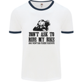 Ask to Ride My Biker Motorbike Motorcycle Mens White Ringer T-Shirt White/Navy Blue