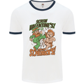 Screw Valentine's Day Funny St. Patrick's Mens White Ringer T-Shirt White/Navy Blue