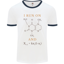 Coffee I Run On Caffeine and Chaos Funny Mens White Ringer T-Shirt White/Navy Blue