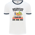 Camping Weekend Forecast Funny Alcohol Beer Mens White Ringer T-Shirt White/Navy Blue