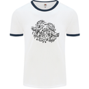 Valknut Symbol With Ravens Viking Mens White Ringer T-Shirt White/Navy Blue
