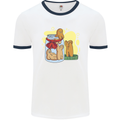 Gingerbread Man Escape Funny Food Mens White Ringer T-Shirt White/Navy Blue