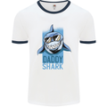 Daddy Shark Funny Father's Day Mens Ringer T-Shirt White/Navy Blue