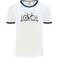 Cycling Heart Beat Bike Bicycle Cyclist ECG Mens White Ringer T-Shirt White/Navy Blue